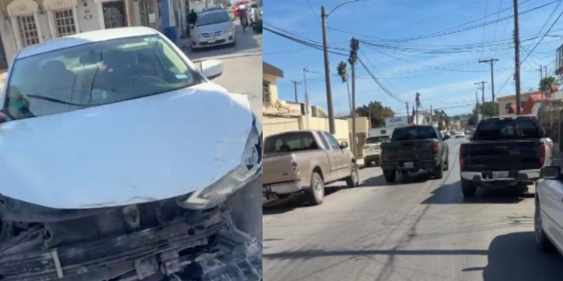 Vehículo se pasa alto y choca camioneta en Matamoros