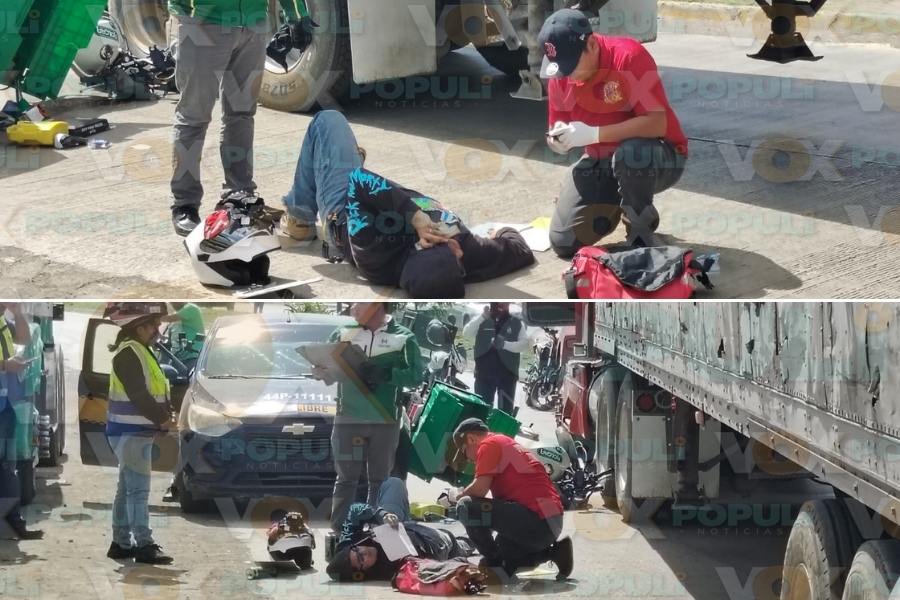 choque entre tráiler y motocicleta Altamira
