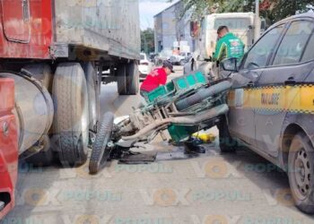 choque entre tráiler y motocicleta Altamira