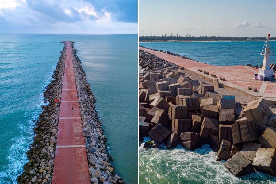 iluminación de escollera de Miramar en Madero