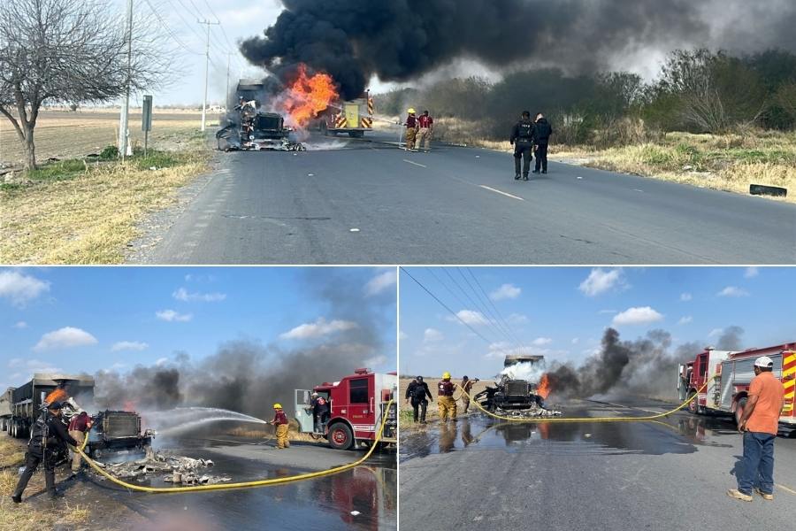 incendio de tráiler en diaz ordaz