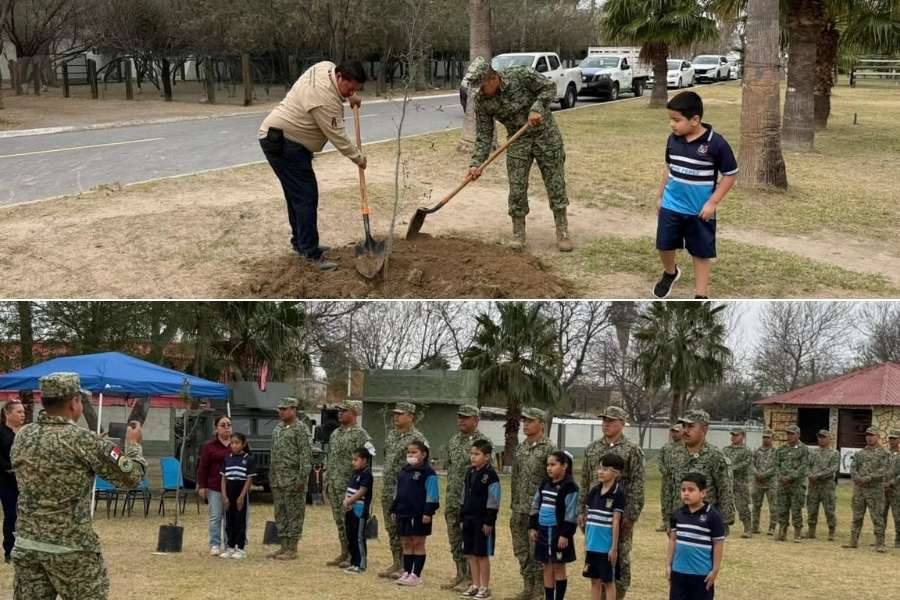 reforestación dentro de cuartel en Nuevo Laredo