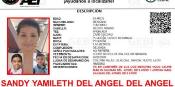 Activan búsqueda por joven desaparecida junto a sus dos hijos en García, Nuevo León