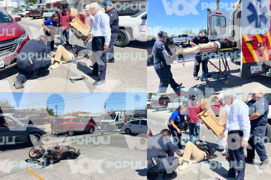 Aparatosa colisión deja a motociclista lesionado en Reynosa, Tamaulipas