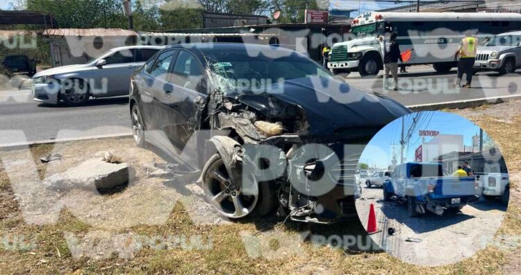 Aparatoso choque en bulevar Morelos en Reynosa, Tamaulipas, deja vehículos con severos daños