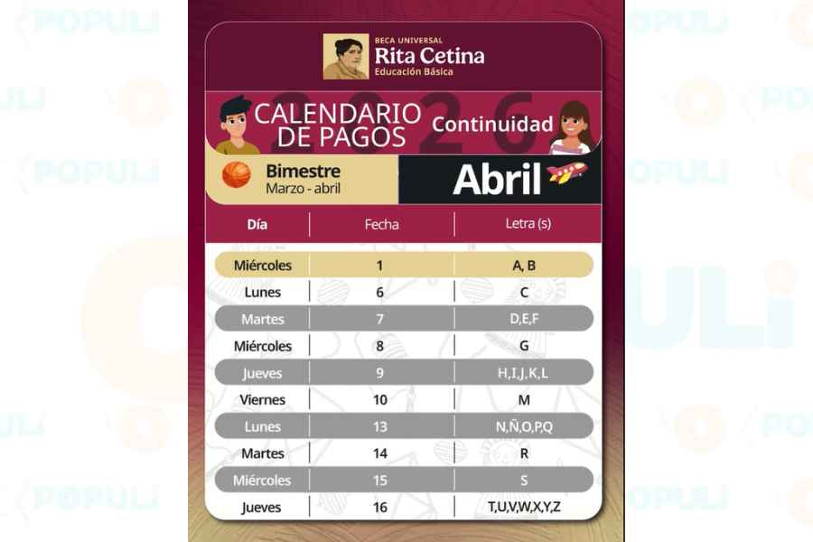 Así quedó el calendario de pagos de la Beca Rita Cetina 2026 del bimestre marzo-abril en Tamaulipas