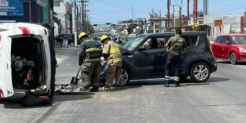 Choque con volcadura en Matamoros