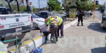 Ciclista queda lesionado tras perder el control y caer de su bicicleta en Ciudad Victoria, Tamaulipas