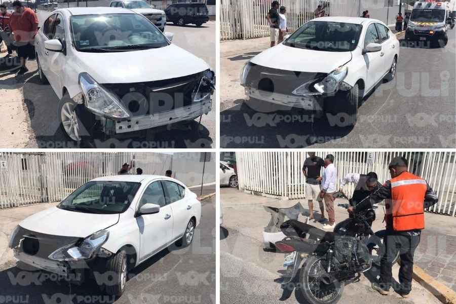Conductor choca a motociclista y lo deja lesionado en Ciudad Victoria, Tamaulipas