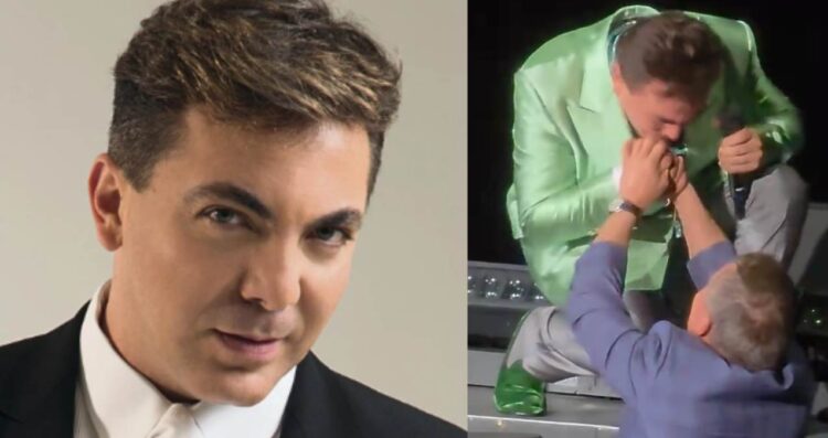 Cristian Castro sorprende al besar la mano de Julio César Chávez en el Auditorio Nacional