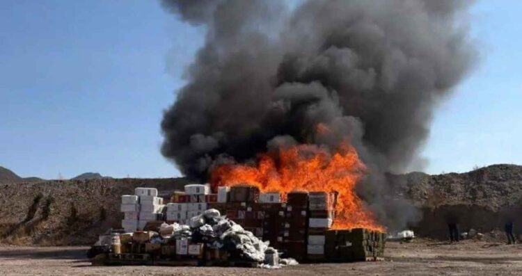 FGR incinera más de una tonelada de droga asegurada en Saltillo, Coahuila