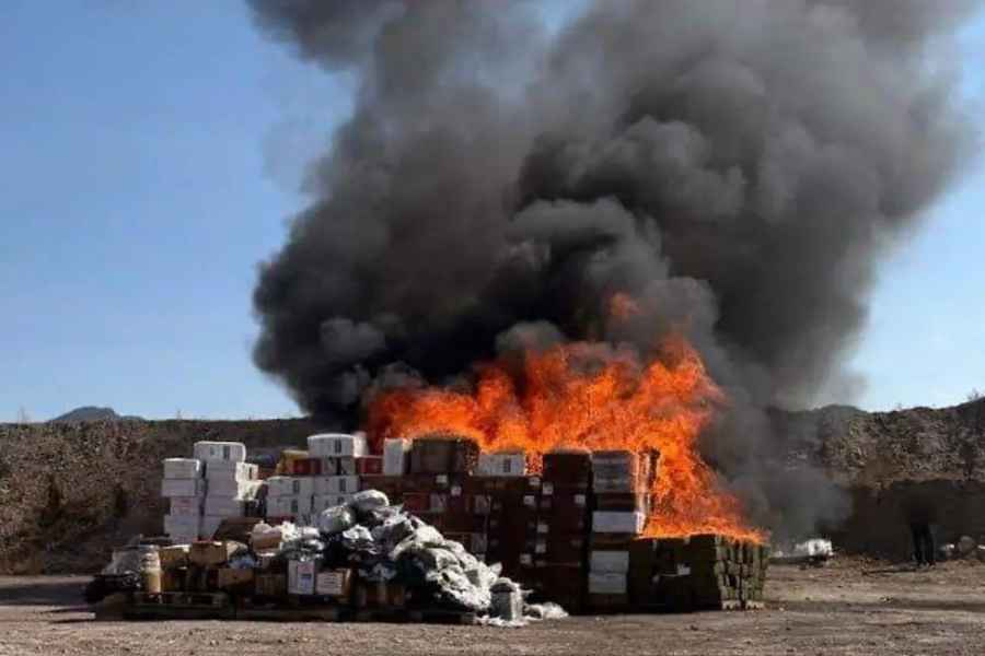 FGR incinera más de una tonelada de droga asegurada en Saltillo, Coahuila