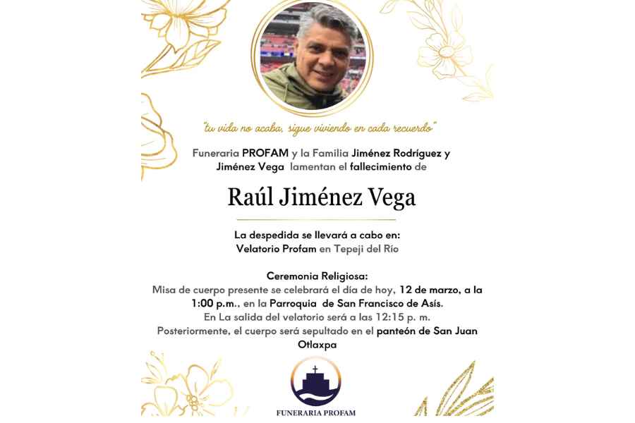 Falleció Raúl Jiménez Vega