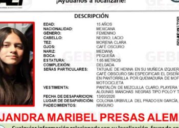 Fiscalía emite ficha de búsqueda por desaparición de adolescente en García, Nuevo León