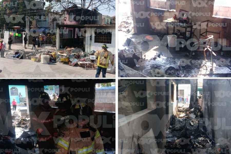 Fuerte incendio de vivienda moviliza a bomberos en Tampico, Tamaulipas