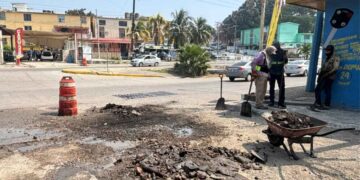 Gobierno de Tampico trabajos de bacheo