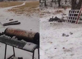 Granizada en la Sierra de Miquihuana, Tamaulipas, ayuda a sofocar incendio forestal