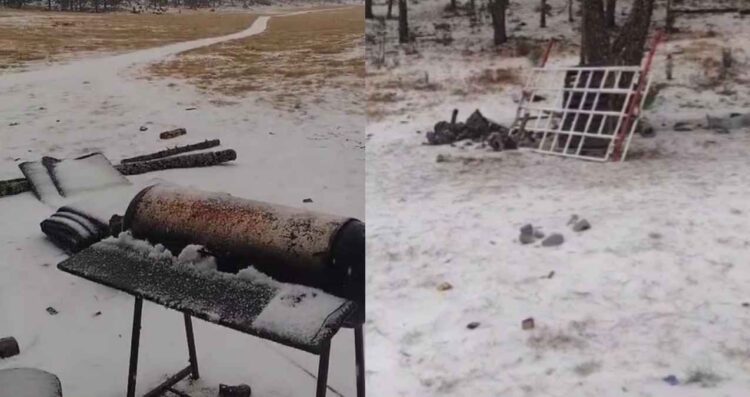 Granizada en la Sierra de Miquihuana, Tamaulipas, ayuda a sofocar incendio forestal