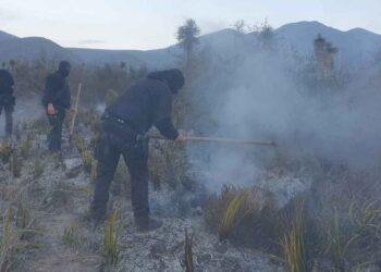 Guardia Estatal apoya combate a incendio en Miquihuana, Tamaulipas