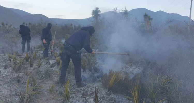 Guardia Estatal apoya combate a incendio en Miquihuana, Tamaulipas