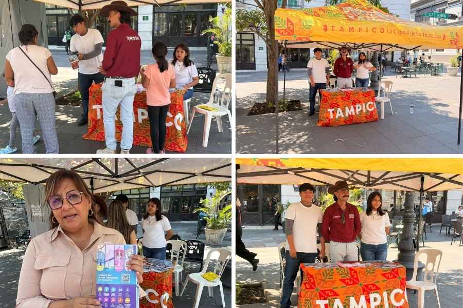 Instalan módulos de orientación para turistas en Tampico, Tamaulipas