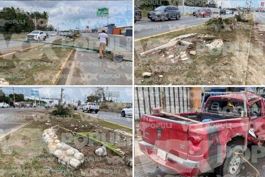 Joven pierde el control, choca y deja miles de daños materiales en Altamira, Tamaulipas