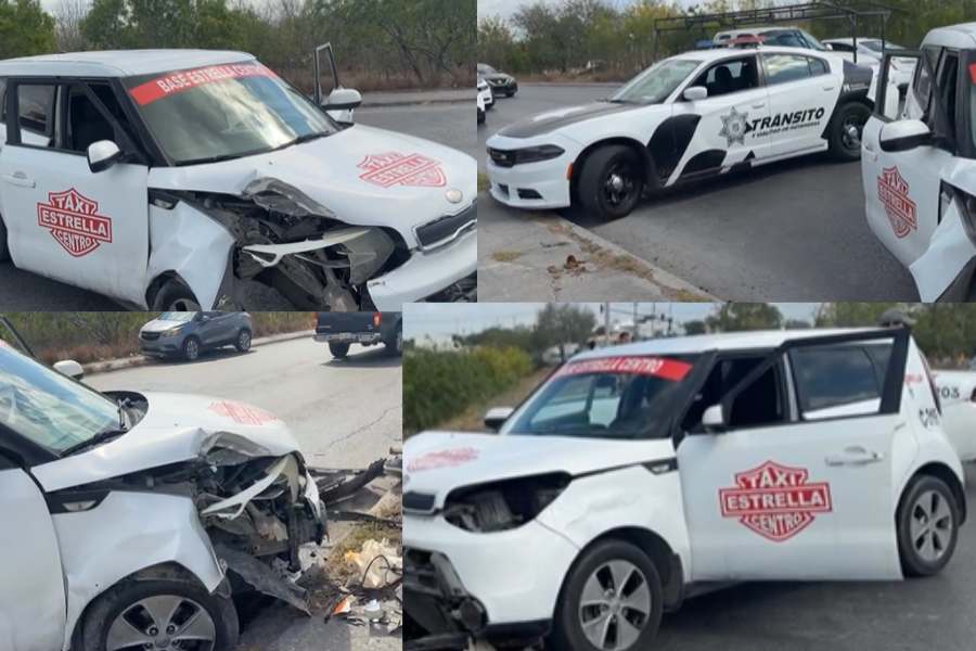 Joven taxista se estrella contra un poste en Matamoros, Tamaulipas