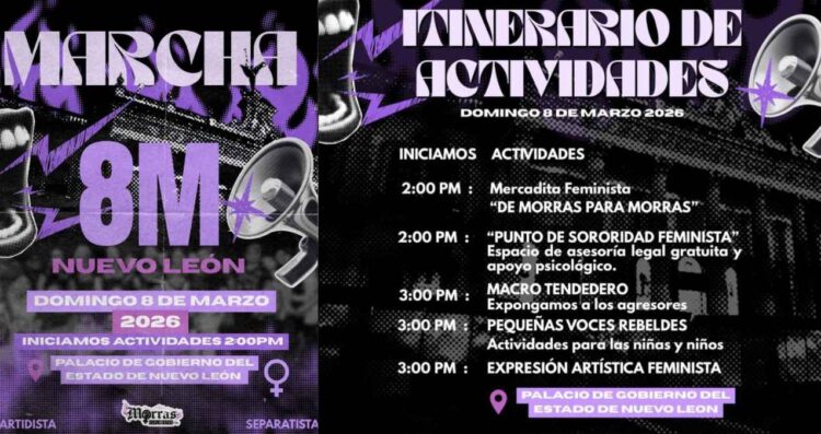 Marcha del 8M en Nuevo León: ¿Cuáles serán los lugares de concentración?