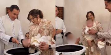 Mariana Echeverría bautizo de su hijo