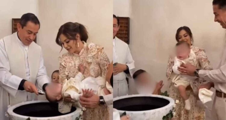 Mariana Echeverría bautizo de su hijo