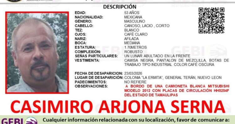 Masculino desaparece cuando viajaba a bordo de una camioneta en General Terán, Nuevo León