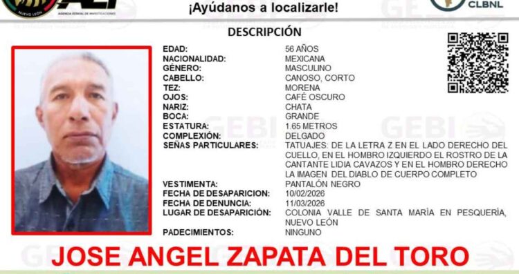 Masculino desaparece en Pesquería, Nuevo León; solicitan apoyo para localizarlo