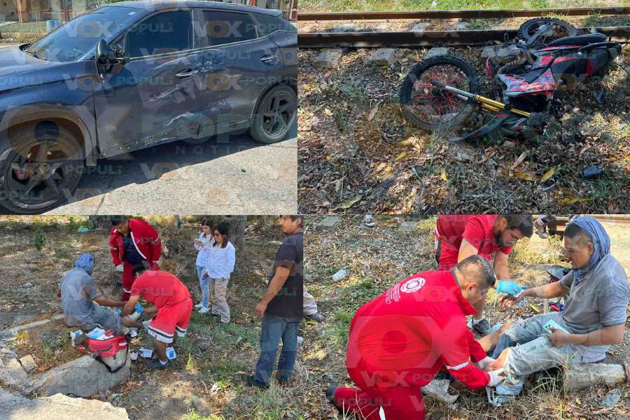 Motociclista resulta lesionado tras chocar contra vehículo en Ciudad Madero, Tamaulipas