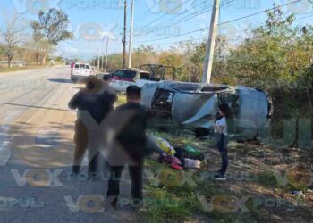 Mujer resulta lesionada tras volcadura en Altamira, Tamaulipas