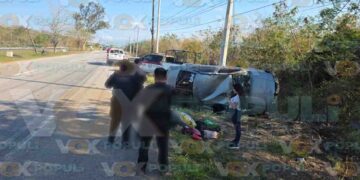 Mujer resulta lesionada tras volcadura en Altamira, Tamaulipas