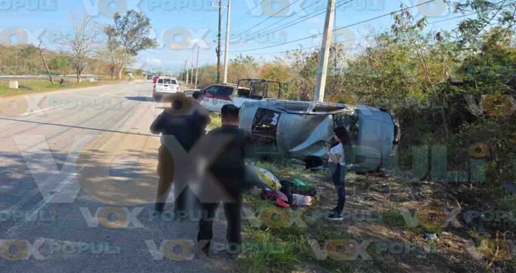 Mujer resulta lesionada tras volcadura en Altamira, Tamaulipas