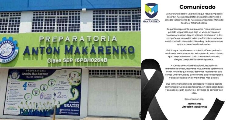 Preparatoria de Michoacán comunicado por asesinato de maestras