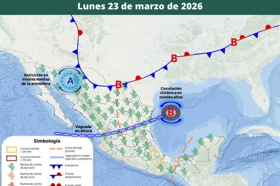 Pronóstico del Tiempo lunes 23 de marzo 2026