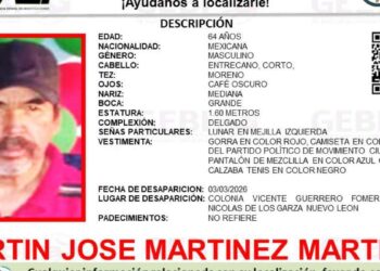 Reportan desaparición de adulto mayor en la Colonia Vicente Guerrero en San Nicolás, NL