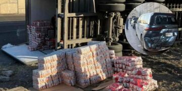 Se registra choque múltiple y volcadura de tráiler en la carretera Saltillo-Monterrey