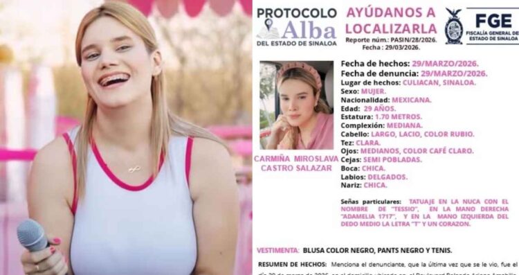 Secuestran a la influencer Carmiña Castro frente a su esposo e hijo en Culiacán