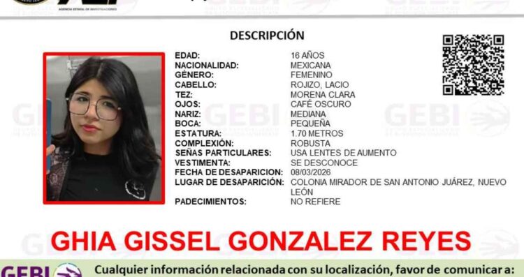 Solicitan ayuda para encontrar a joven que desapareció en Juárez, Nuevo León