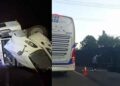Tráiler cargado con botellas de shampoo vuelca en la autopista México-Cuernavaca
