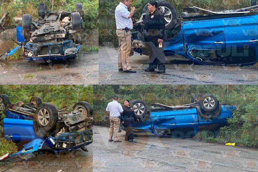 Volcadura de camioneta en el Corredor Urbano “Luis Donaldo Colosio” deja dos lesionados en Altamira, Tamaulipas