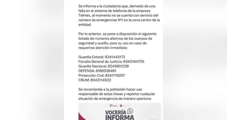 _sin servicio al 911 de Tamaulipas
