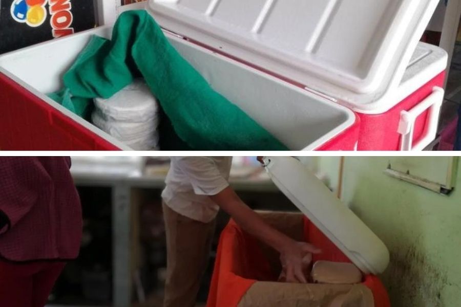 venta de tortillas en hieleras en Matamoros