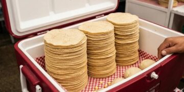 venta de tortillas en hieleras en Matamoros