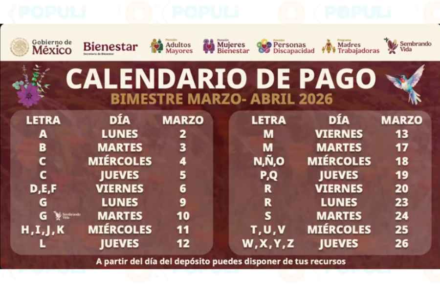 ¡Atención adultos mayores!: Anuncian el calendario de pagos de la Pensión Bienestar 2026 del bimestre de marzo-abril