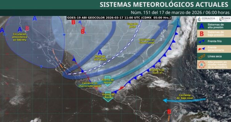 ¿Cómo afectará el frente frío 41 hoy en México este 17 de marzo de 2026