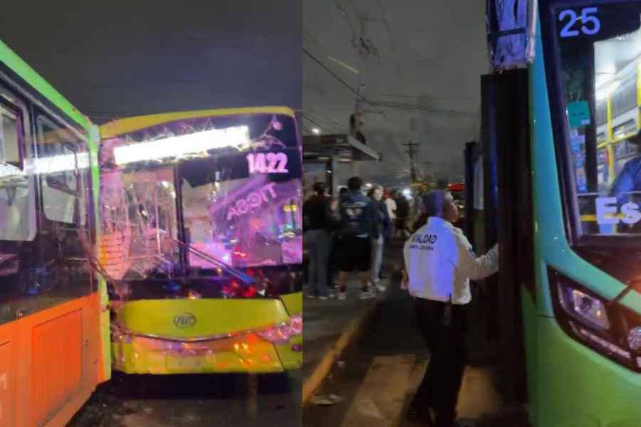 Accidente entre camiones urbanos deja 5 pasajeros heridos en Santa Catarina, NL